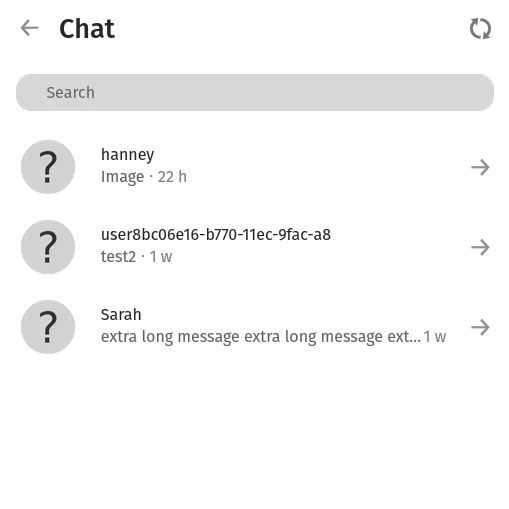 Screenshot of the social media Chat page.