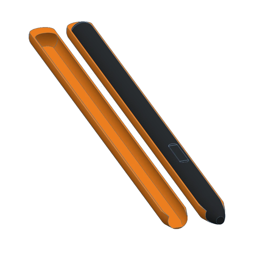 The tip of a Samsung S Pen stylus with a cover attached around it.