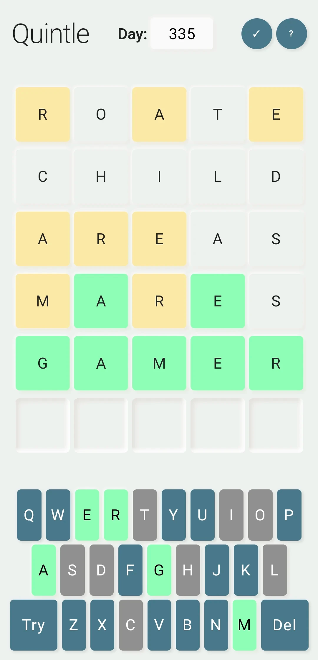 Quintle screenshot while playing